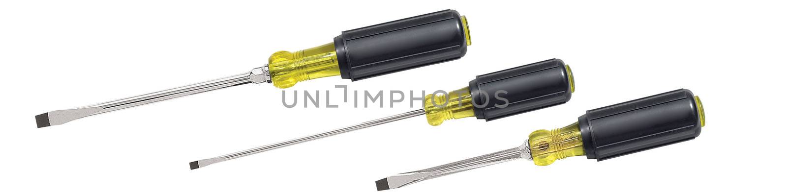 Three Screwdrivers isolated on a white background