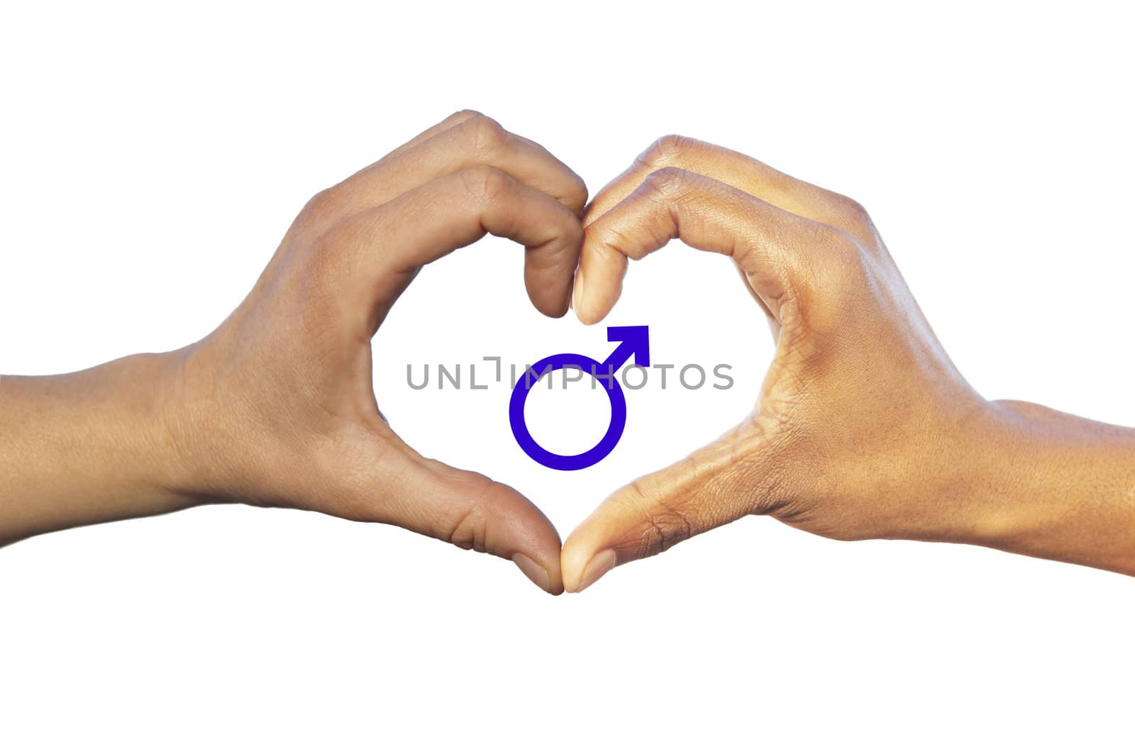 hands forming a heart on white background