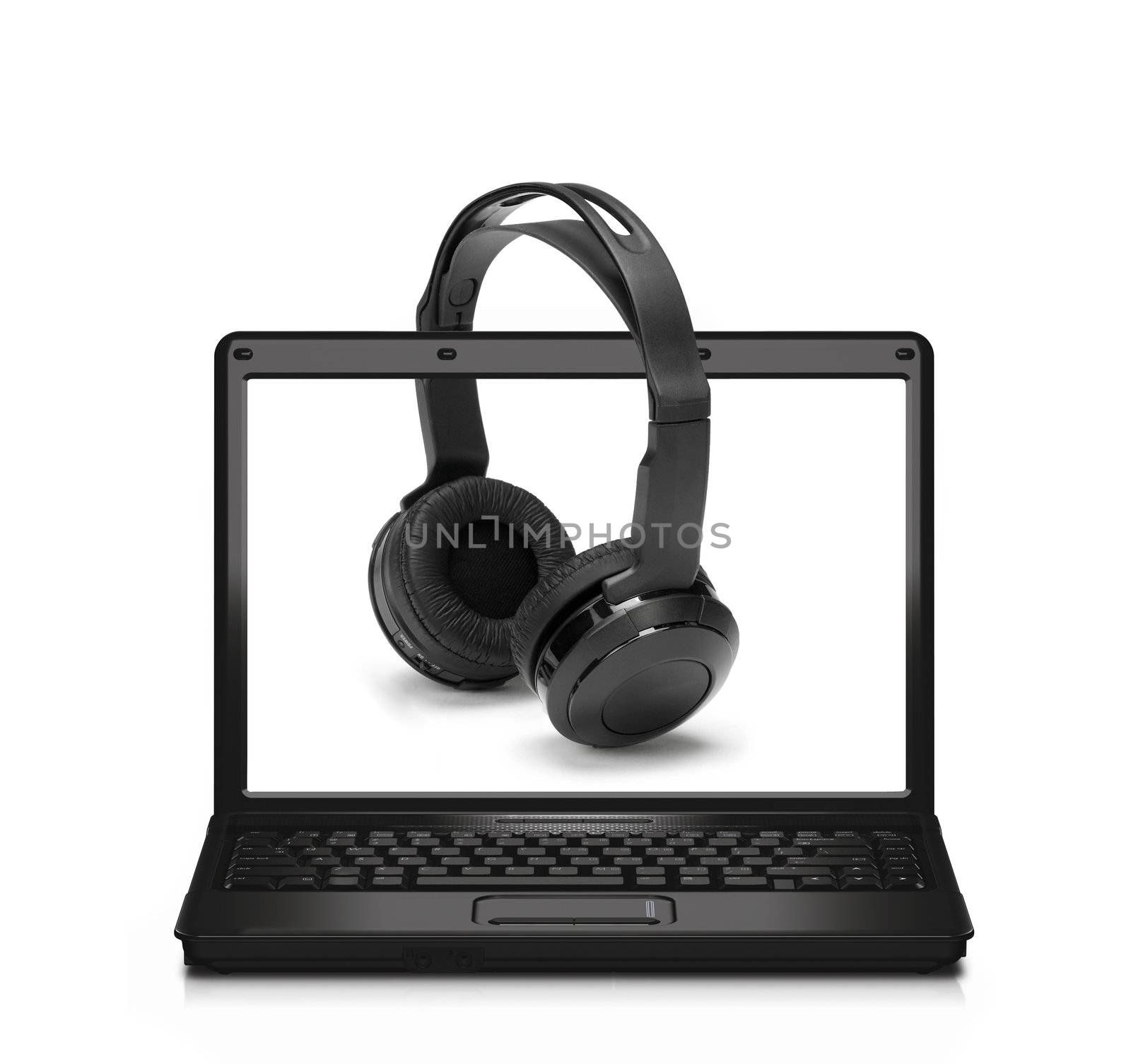 Headphones and laptop