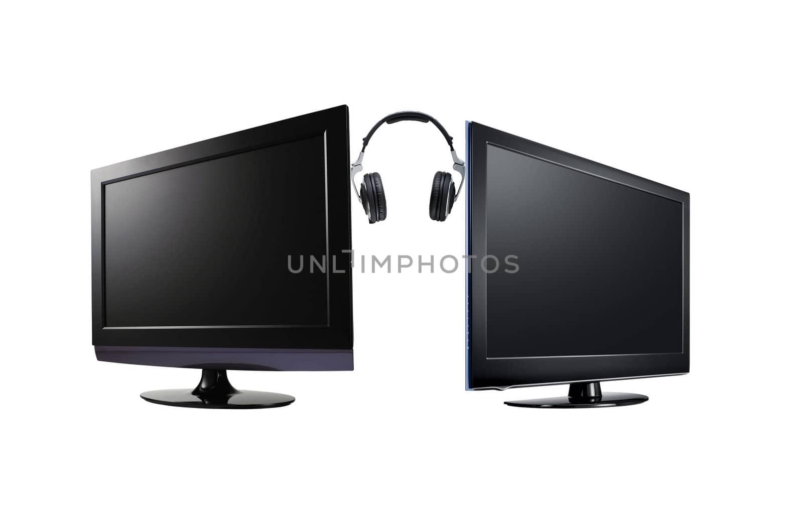 two LCD high definition flat screen TV with headphone