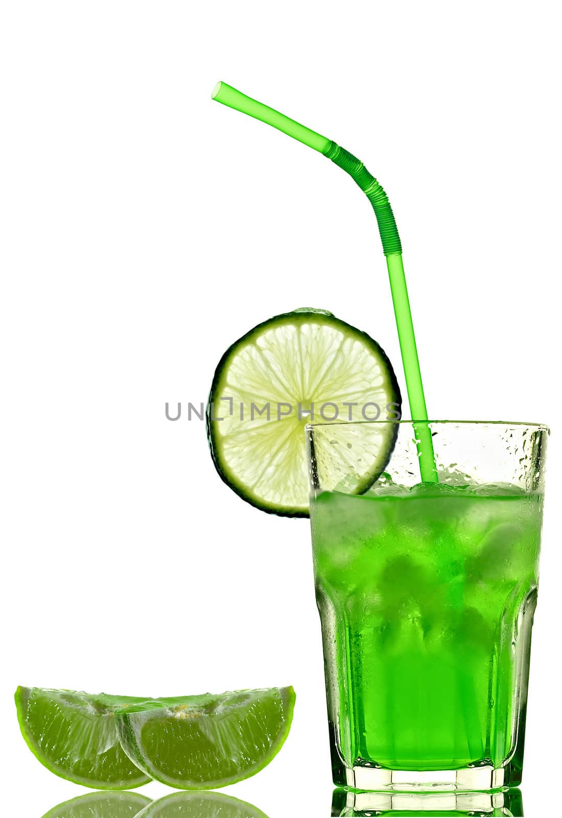 Lime cocktail isolated on a white background