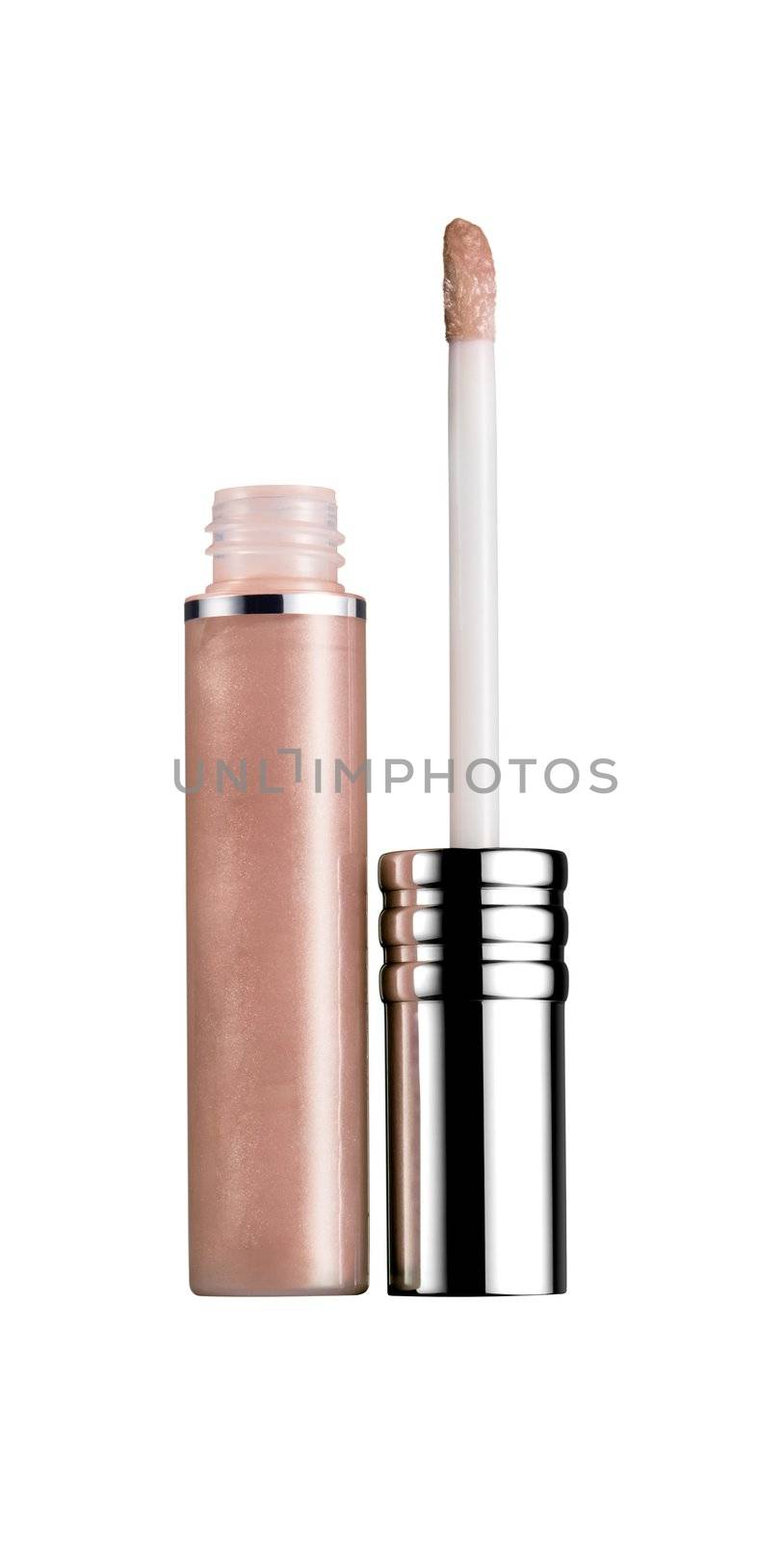 Pink lip gloss on a white background