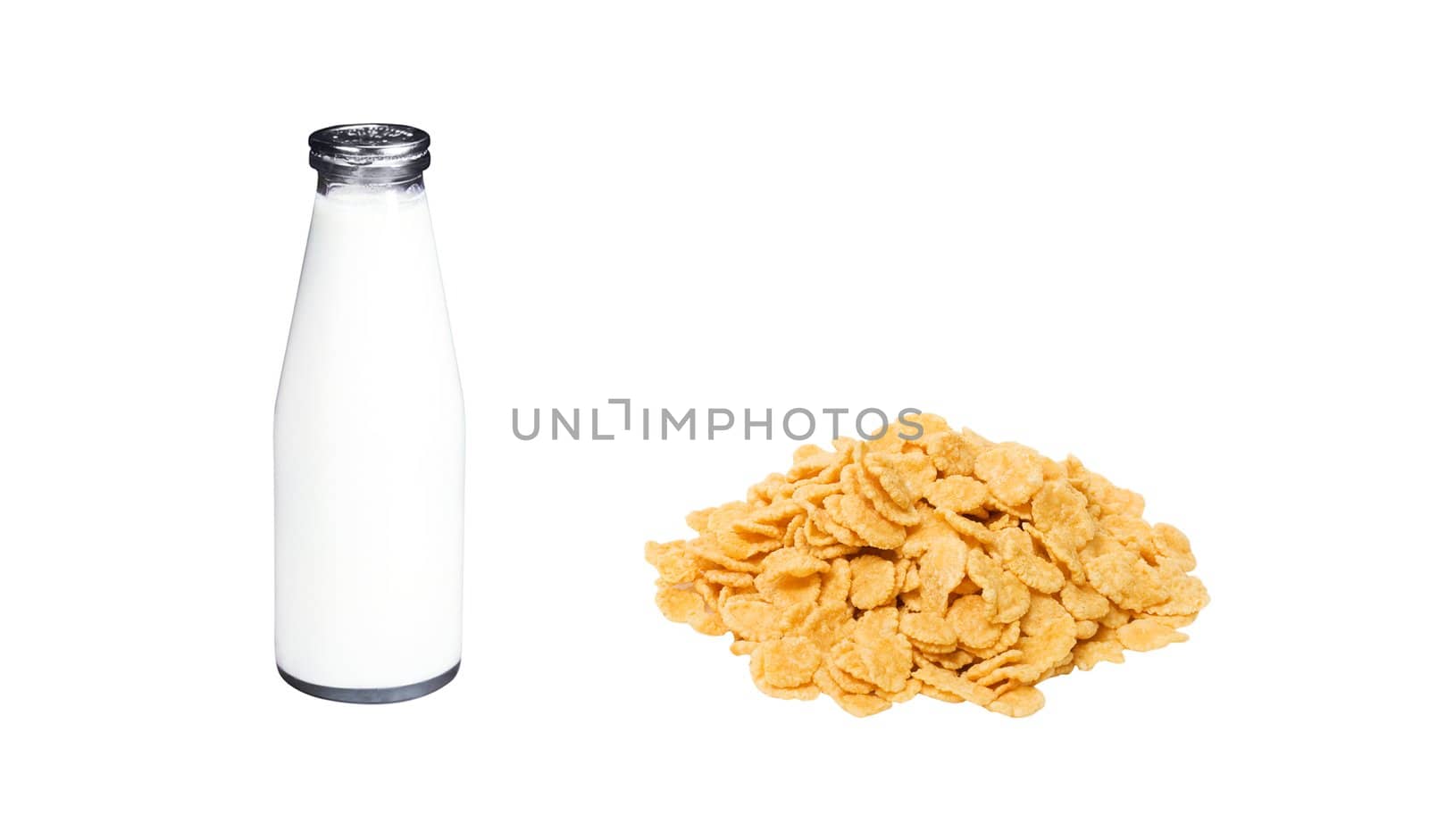 corn flakes and milk bottle