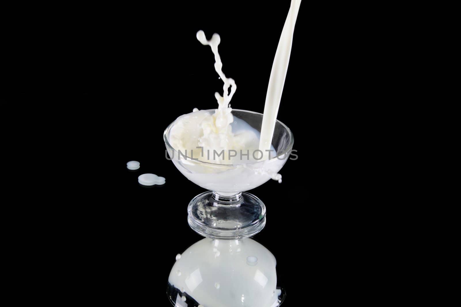 Splash in a milk glass