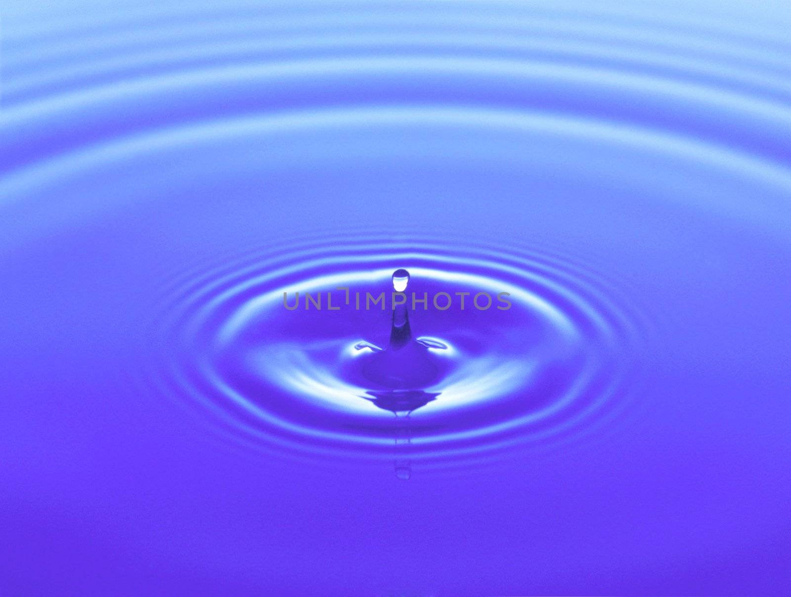 Droplet falling in water close up background