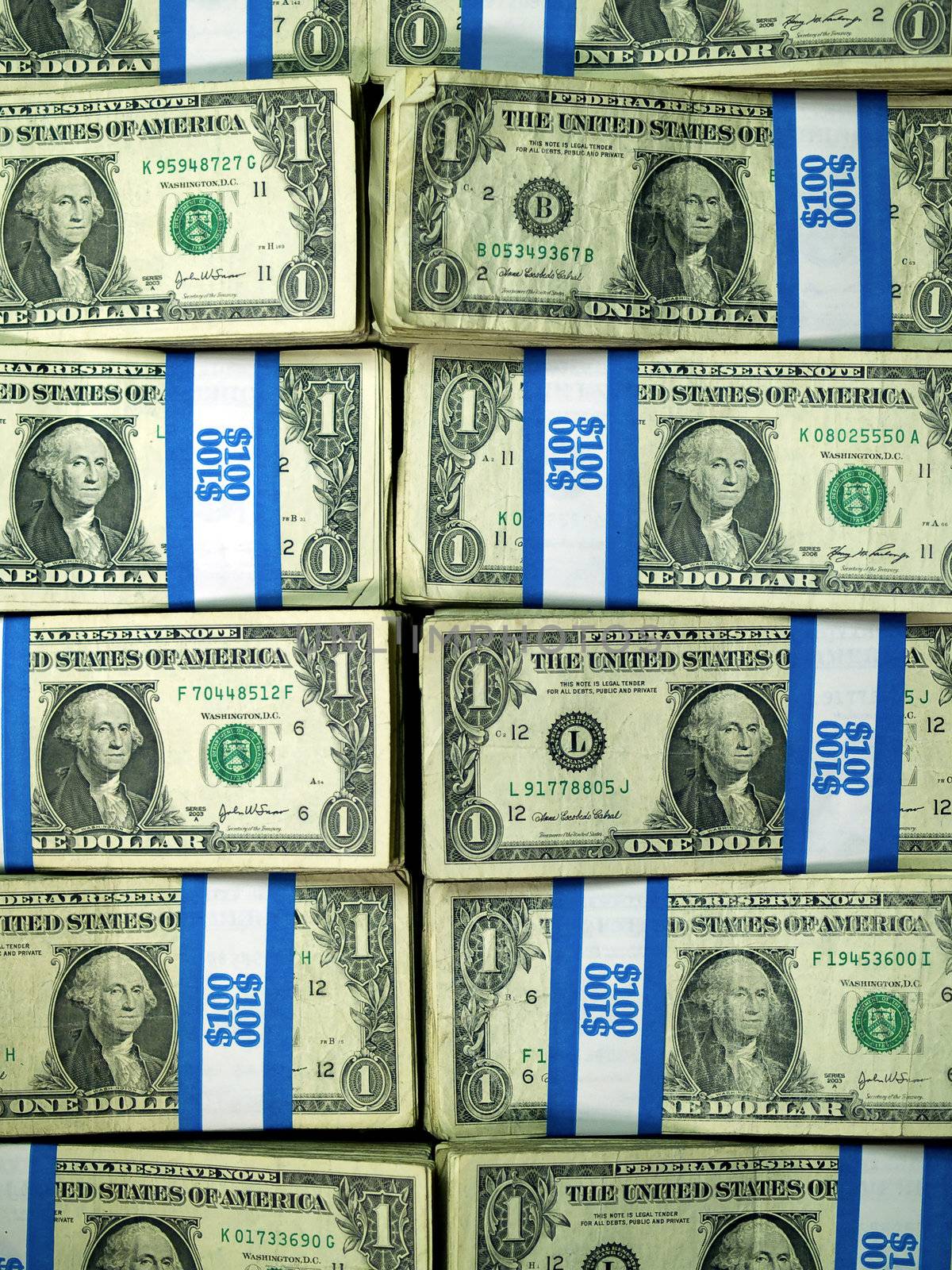 Bundles of U.S. One Dollar Bills by Frankljunior