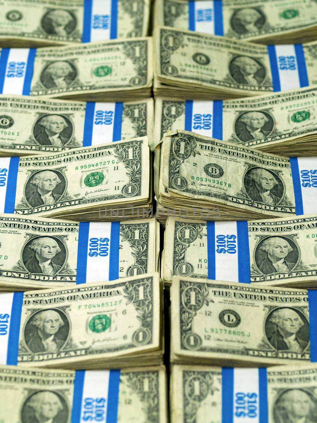 Bundles of U.S. One Dollar Bills by Frankljunior