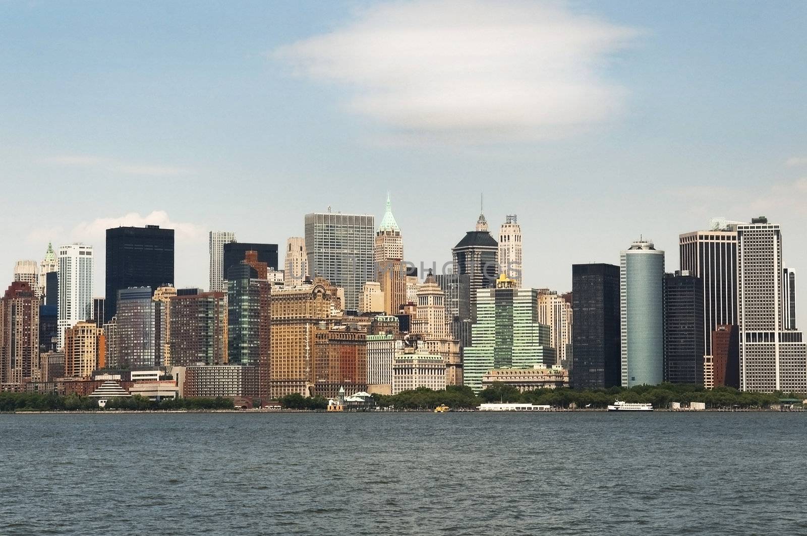 Panoramic view of the buildings and skyscrapers of down-town Manhattan, Newy York Cit
