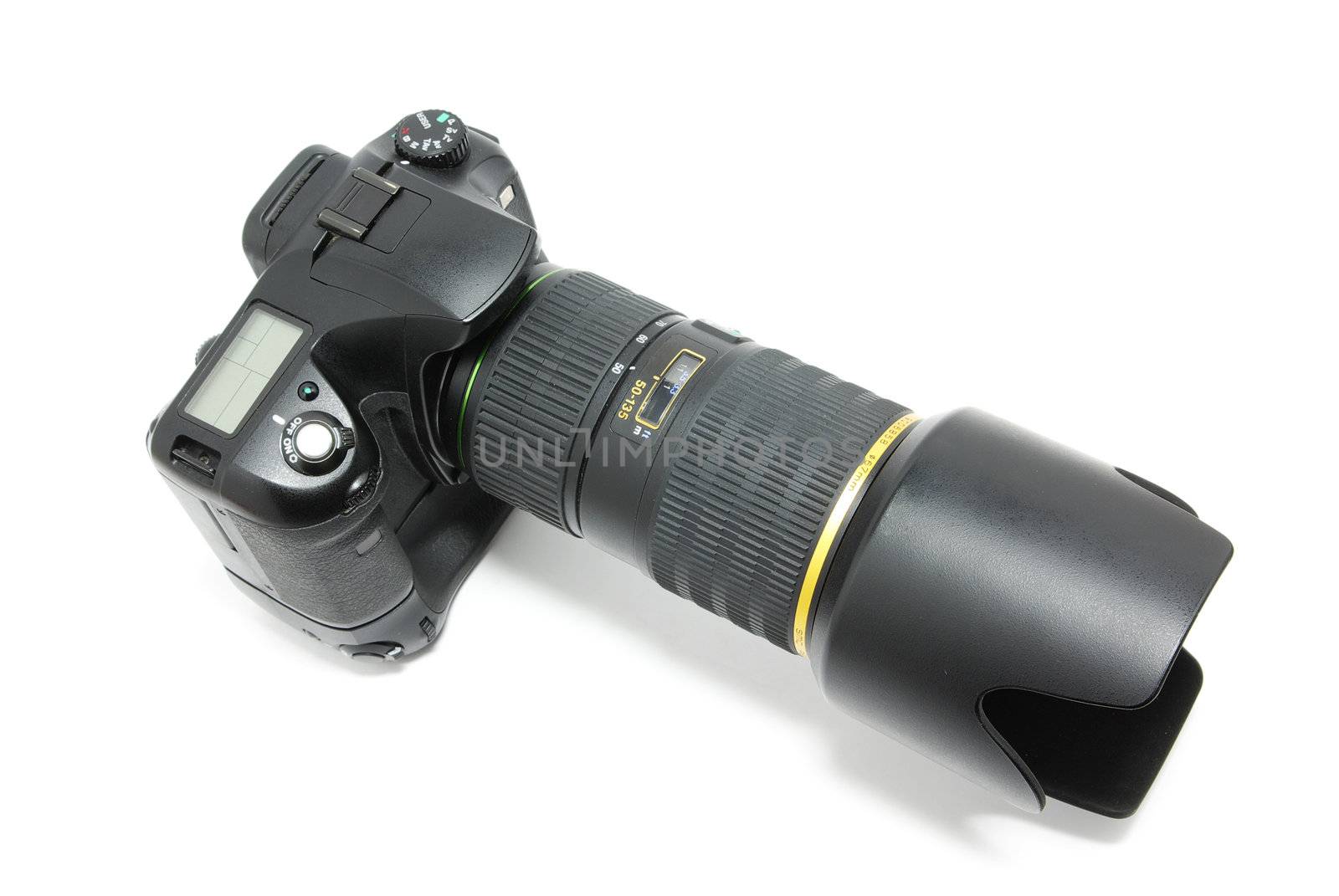 black digital camera isolated on a white