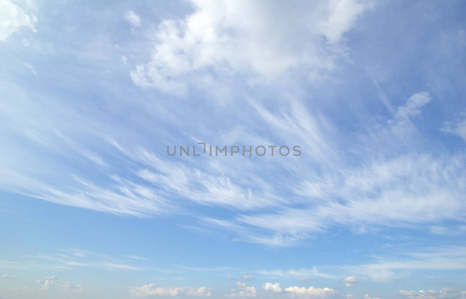Blue sky background with tiny clouds