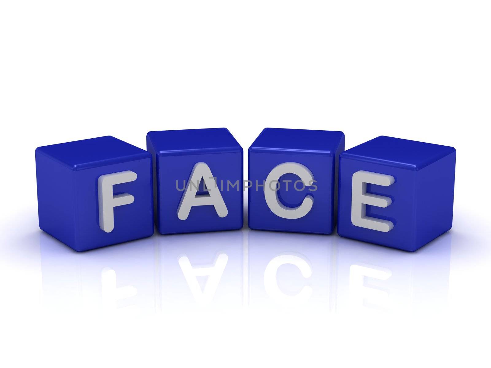 FACE word on blue cubes by GreenMost