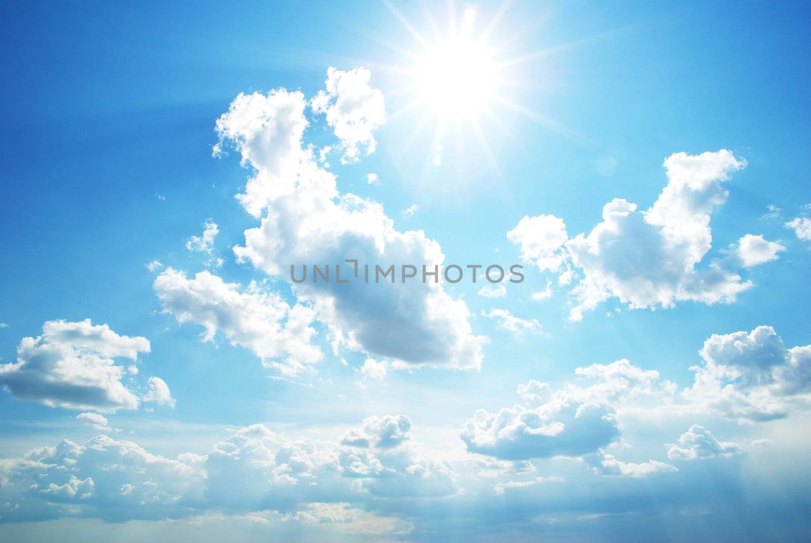 sunny sky background with a tiny clouds
