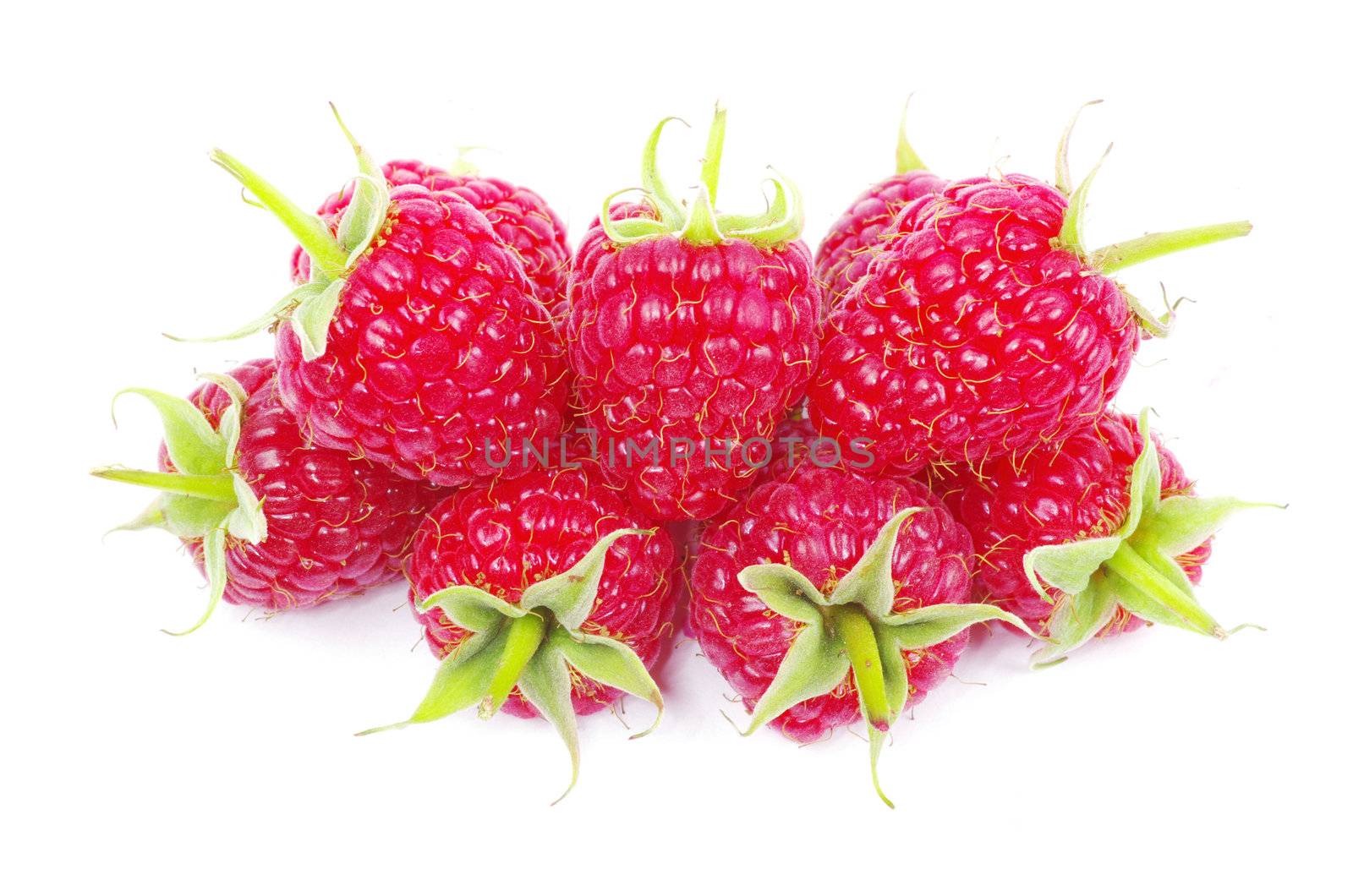 Ripe raspberry isolated on a white background