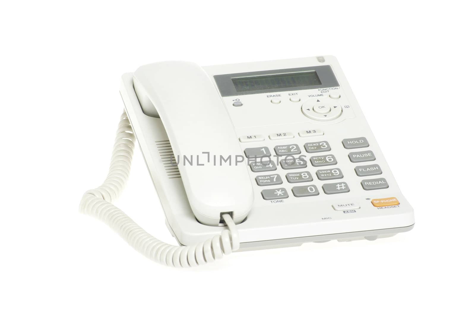 white office telephone on a white  background