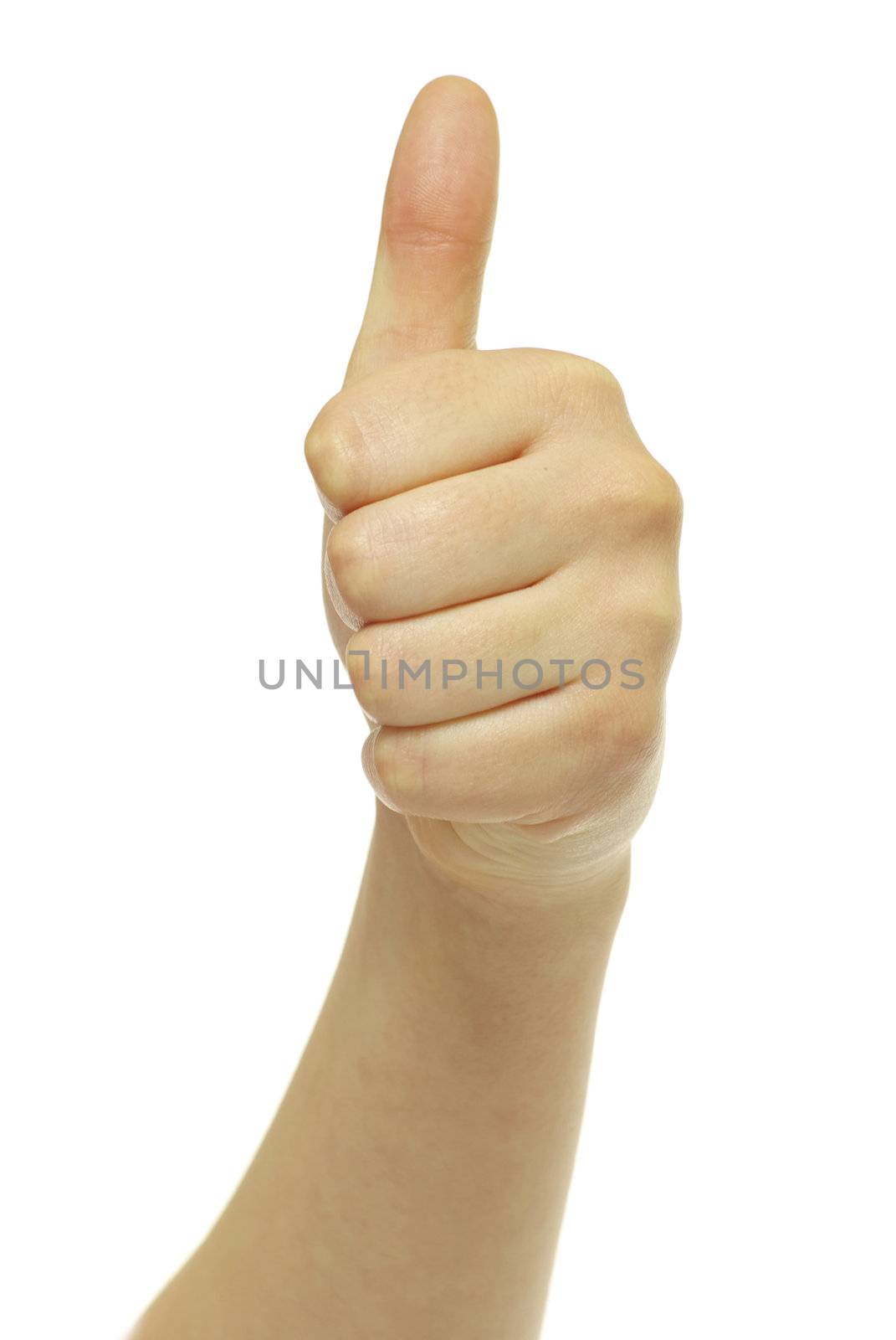 success hand sign isolated on white