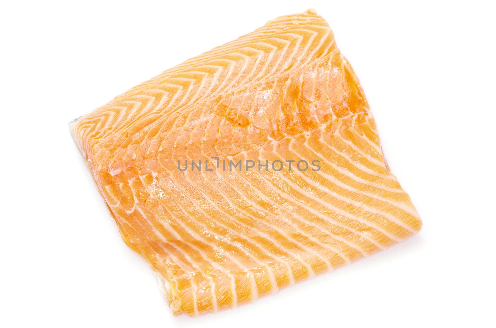 salmon steak red fish on white