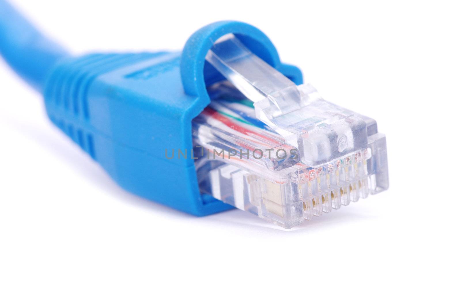  Macro shot of network connection plug