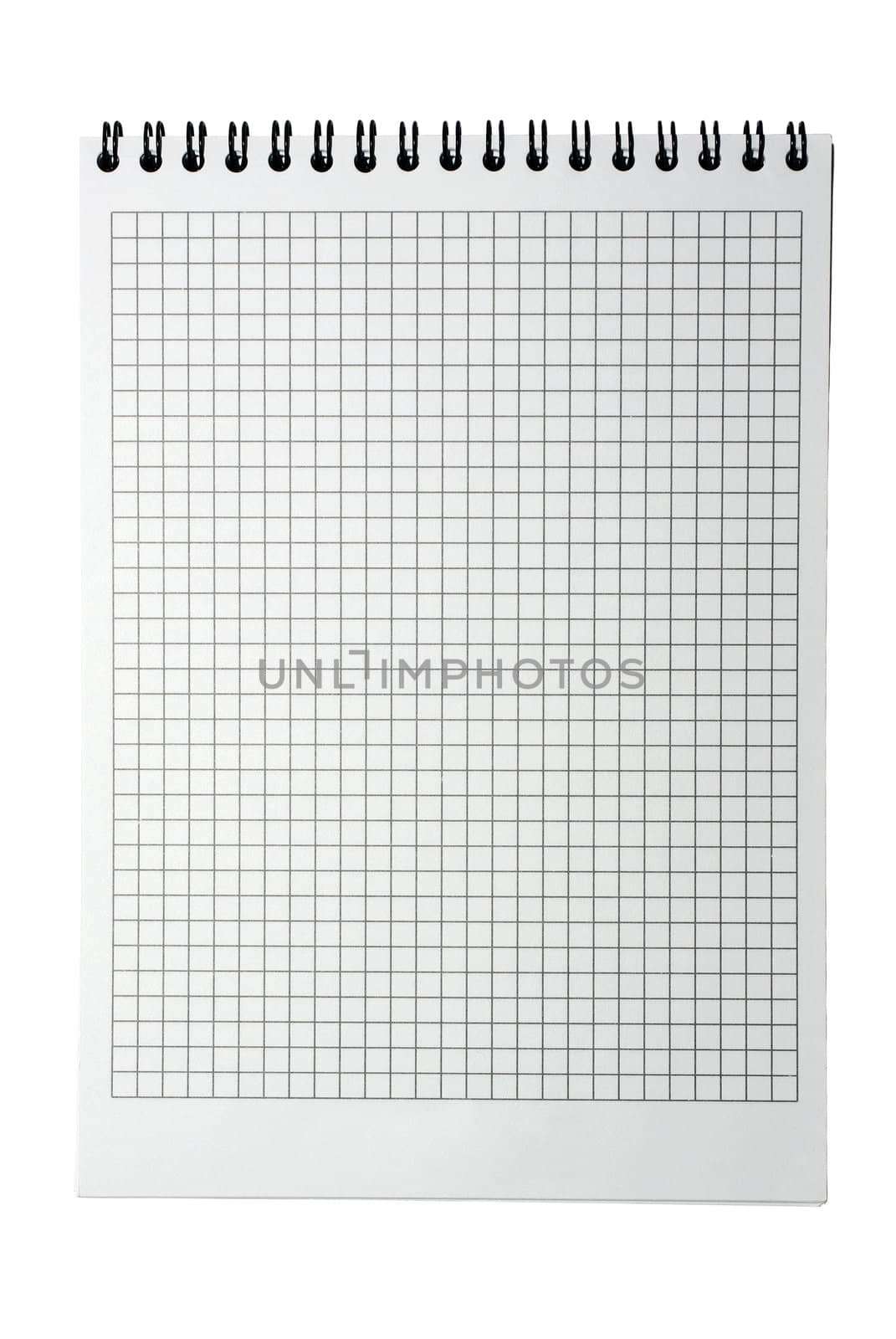 Plaid notebook page with binder isolated on white background. Cl by borodaev