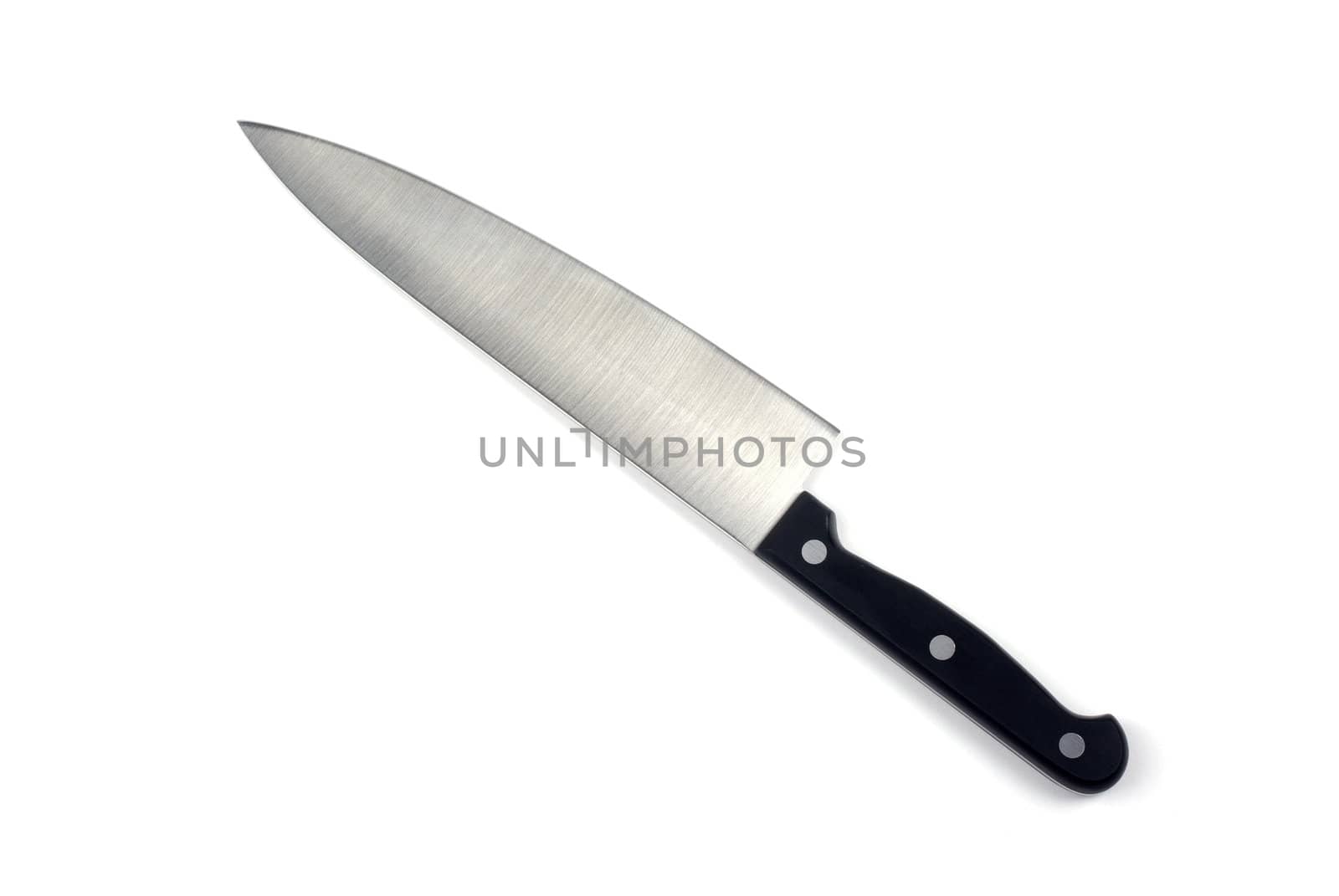 Large stainless steel knife isolated on white background. by borodaev