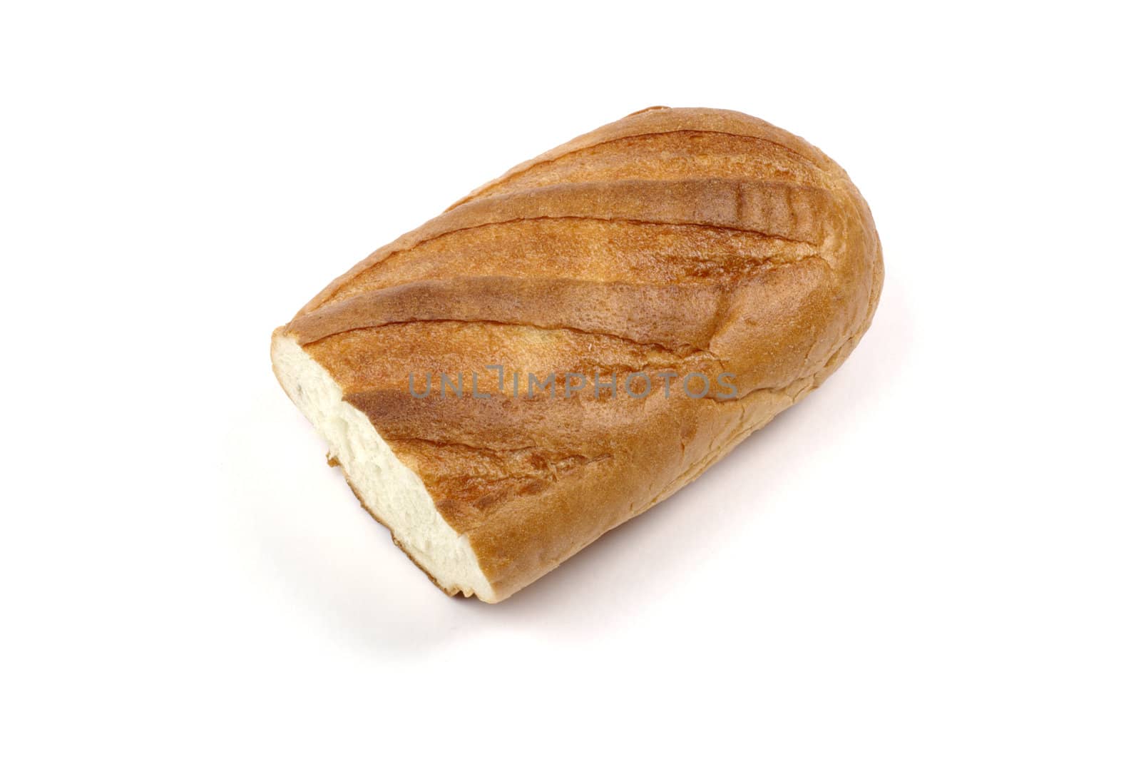 Crossed bread isolated on white background with shadow.