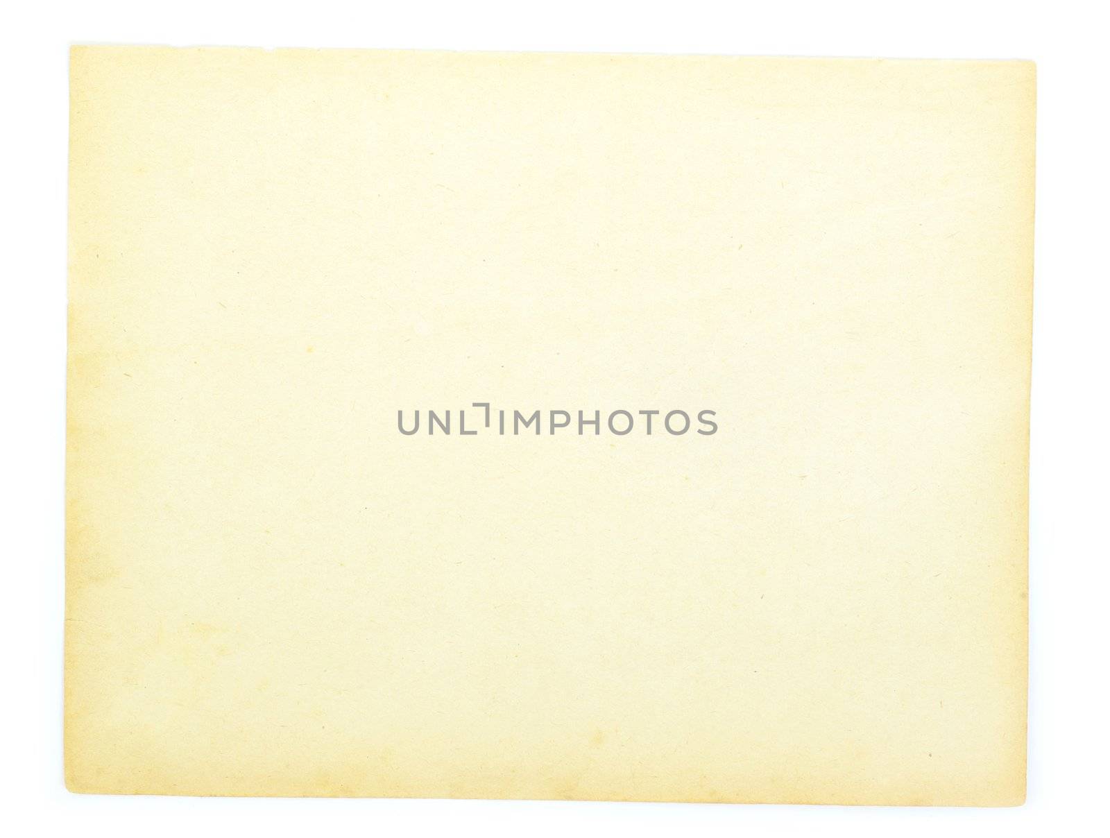 old note paper isolated on white background