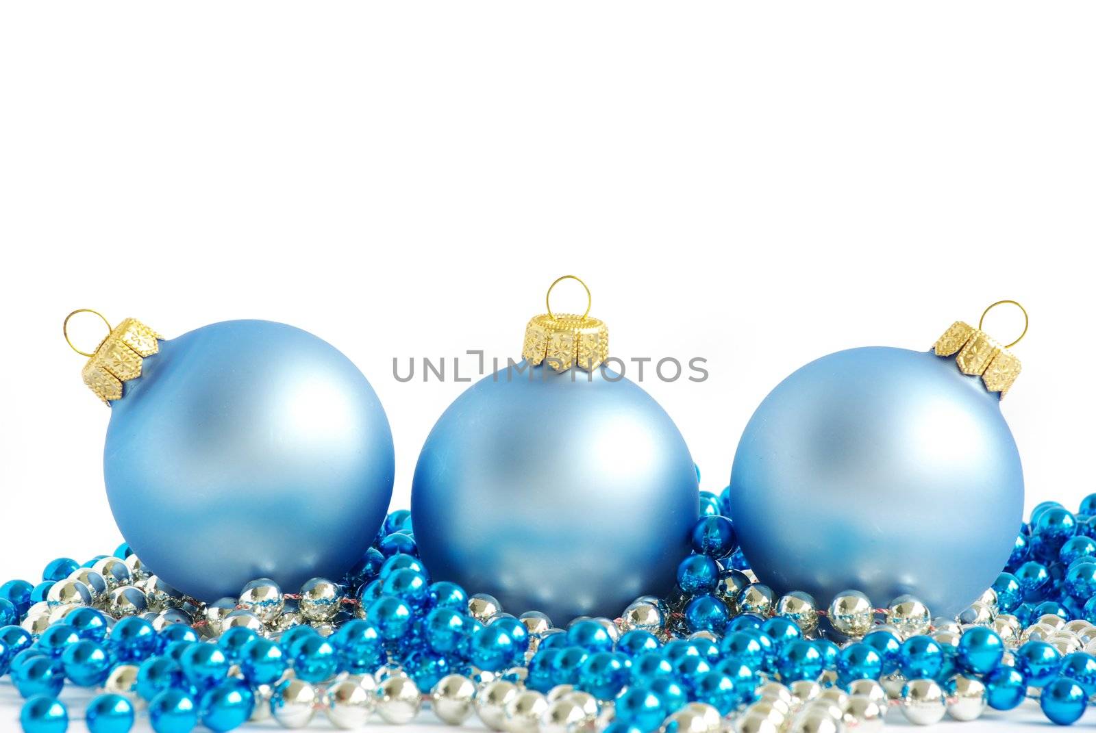 blue christmas balls  isolated on a white