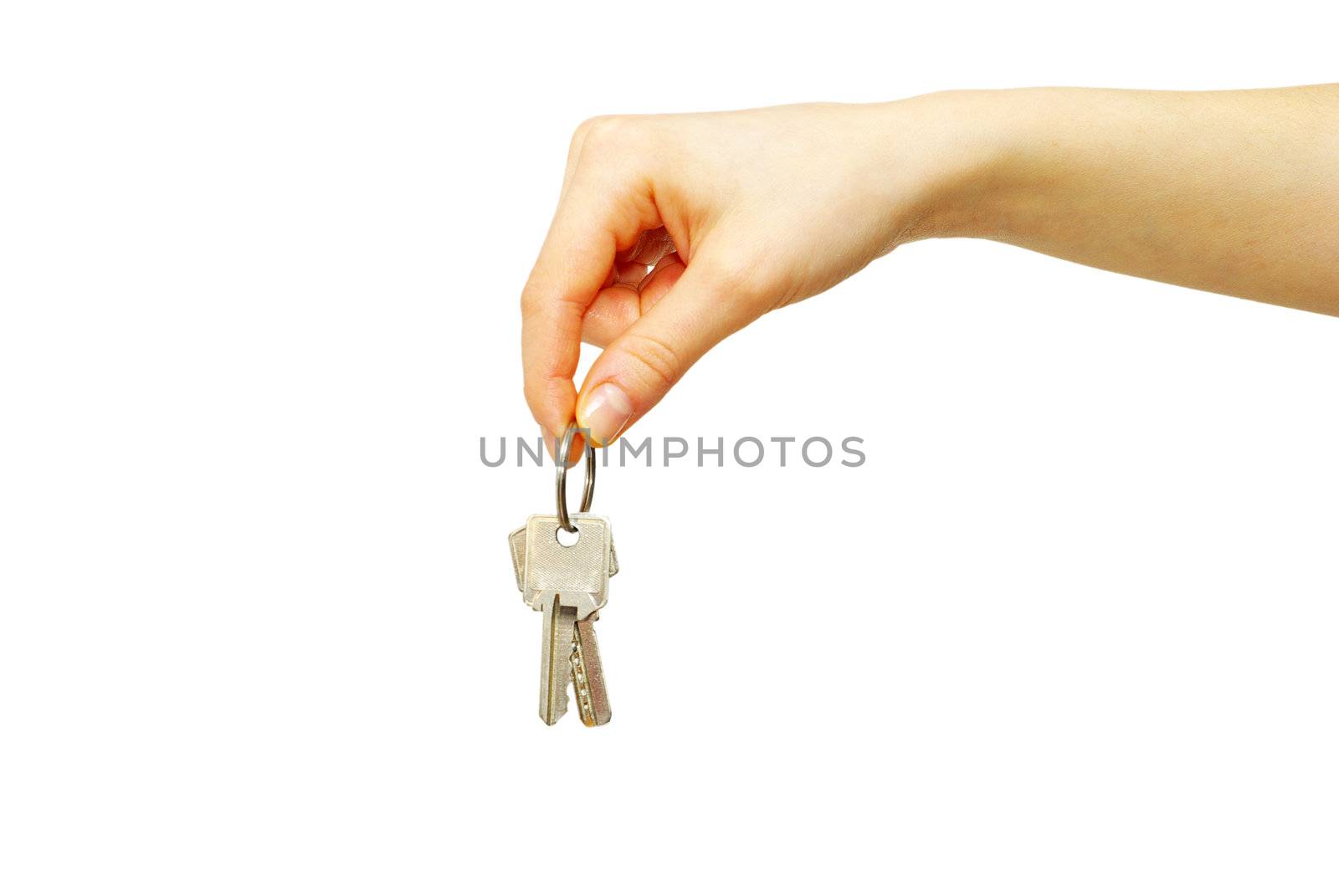 key in hand isolated on white
