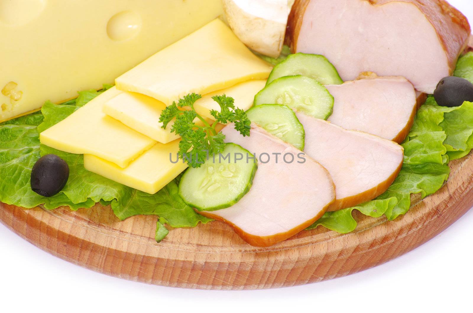   bacon with herb parsley isolated on white