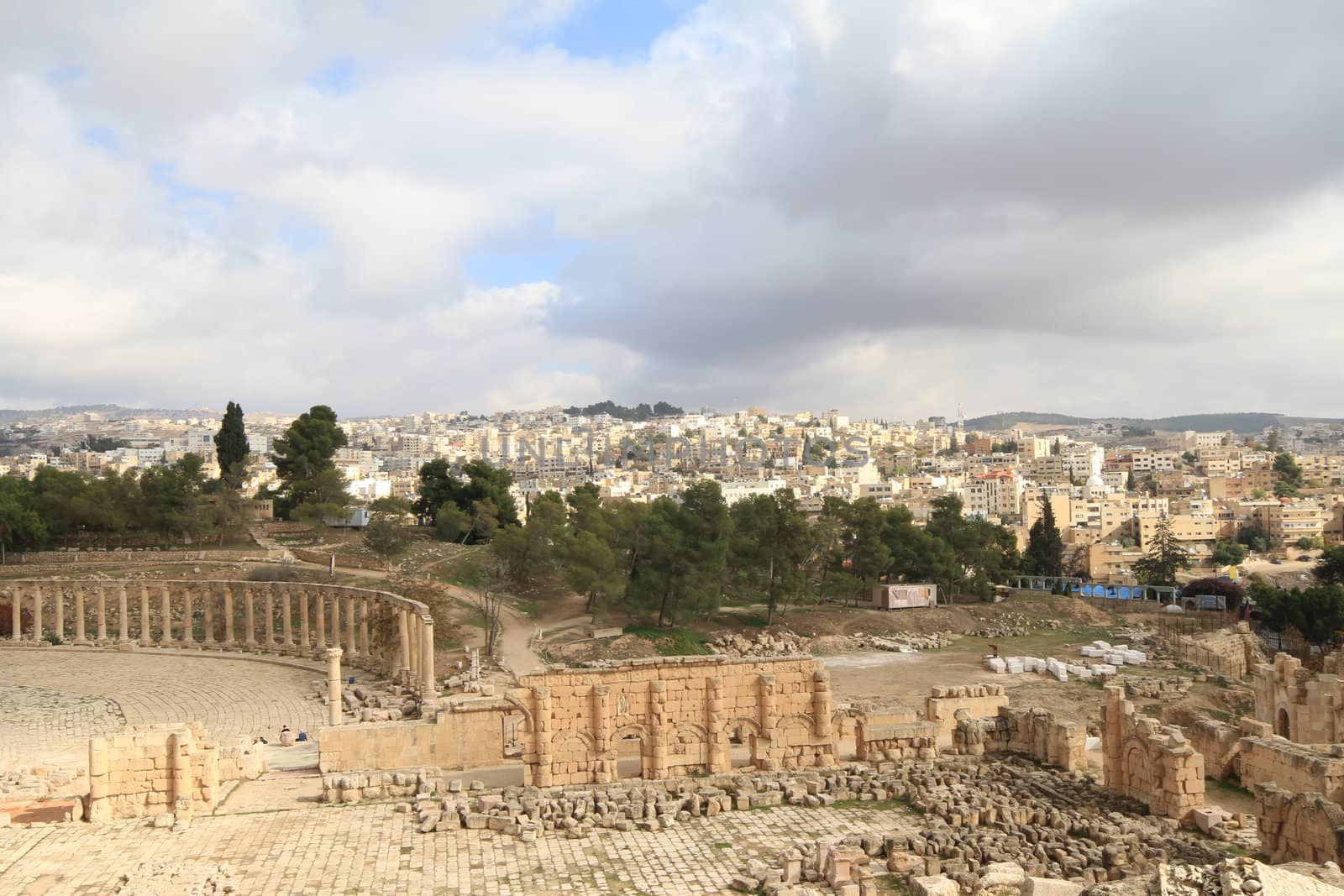 Oval Plaza,Jarash Jordan by thanomphong