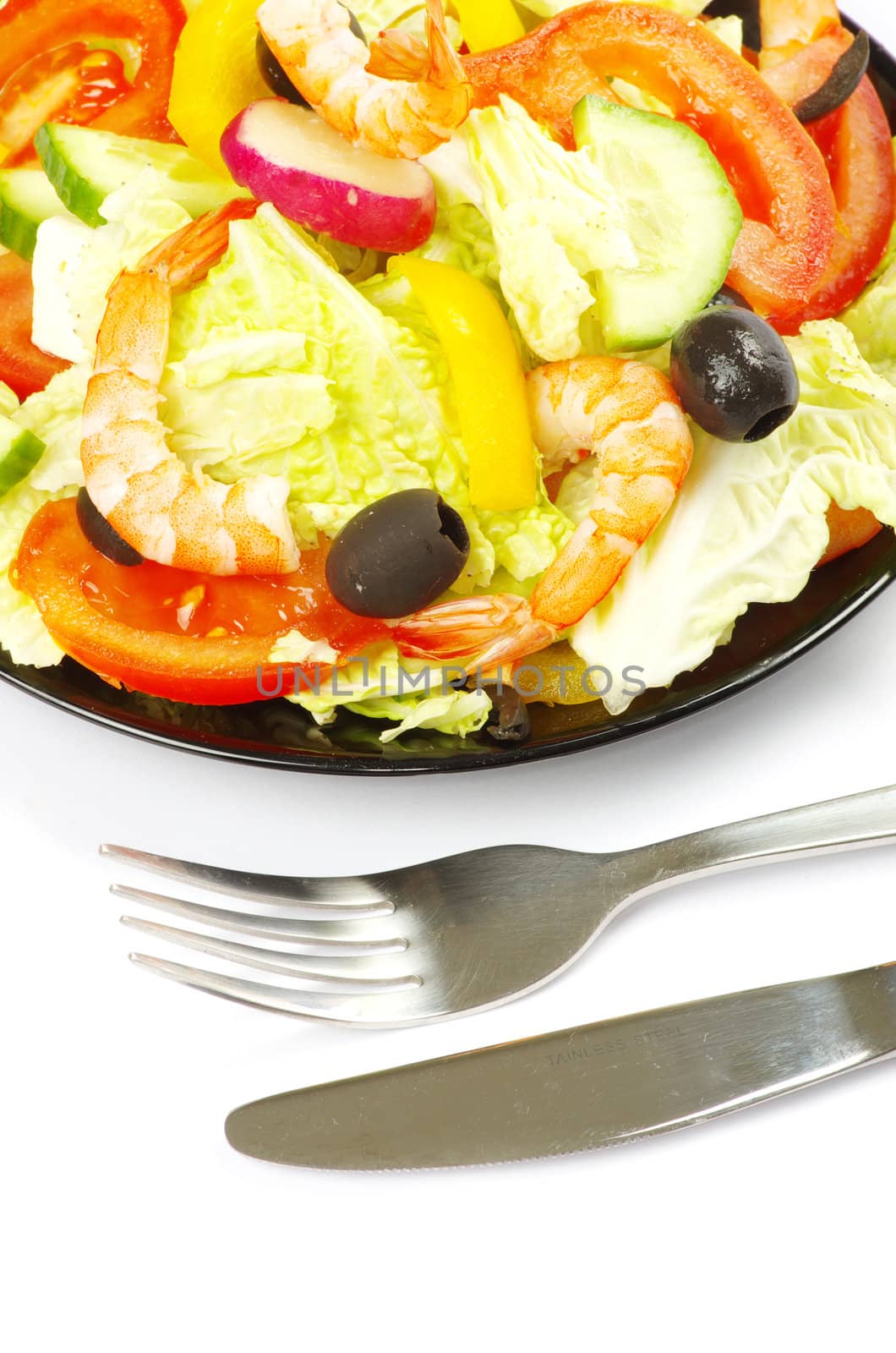 Appetizing salad on white background