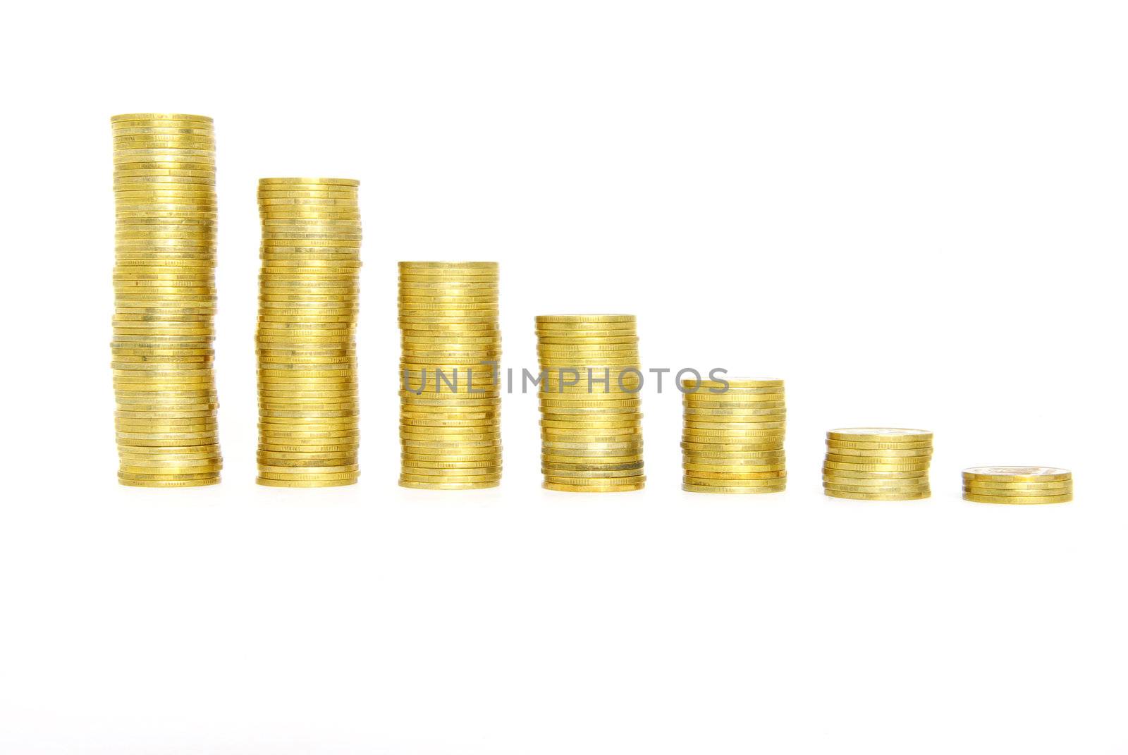 Coin pile isolated on white background