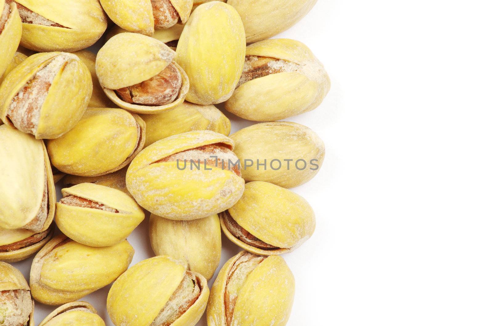 pistachios on a white background