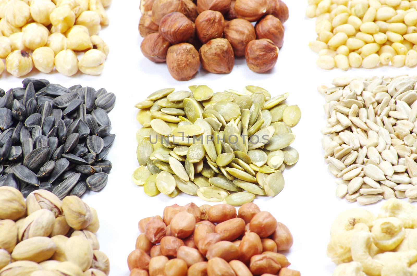  seeds and nuts with collection