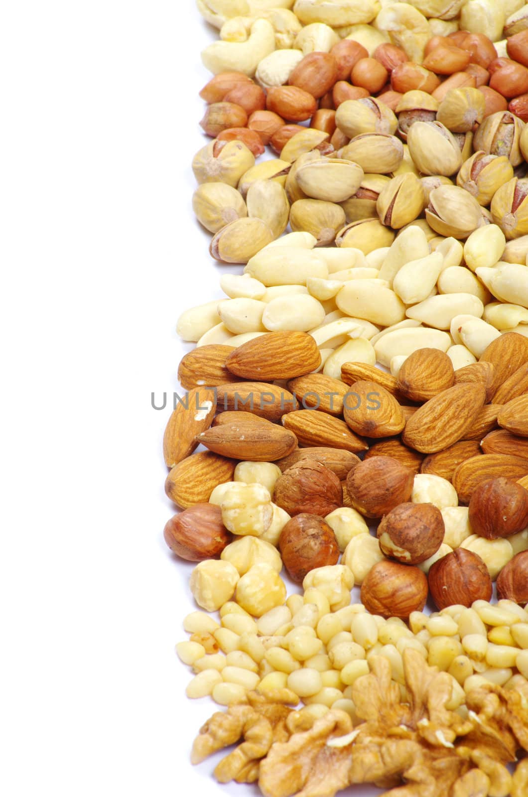 various nuts on a background