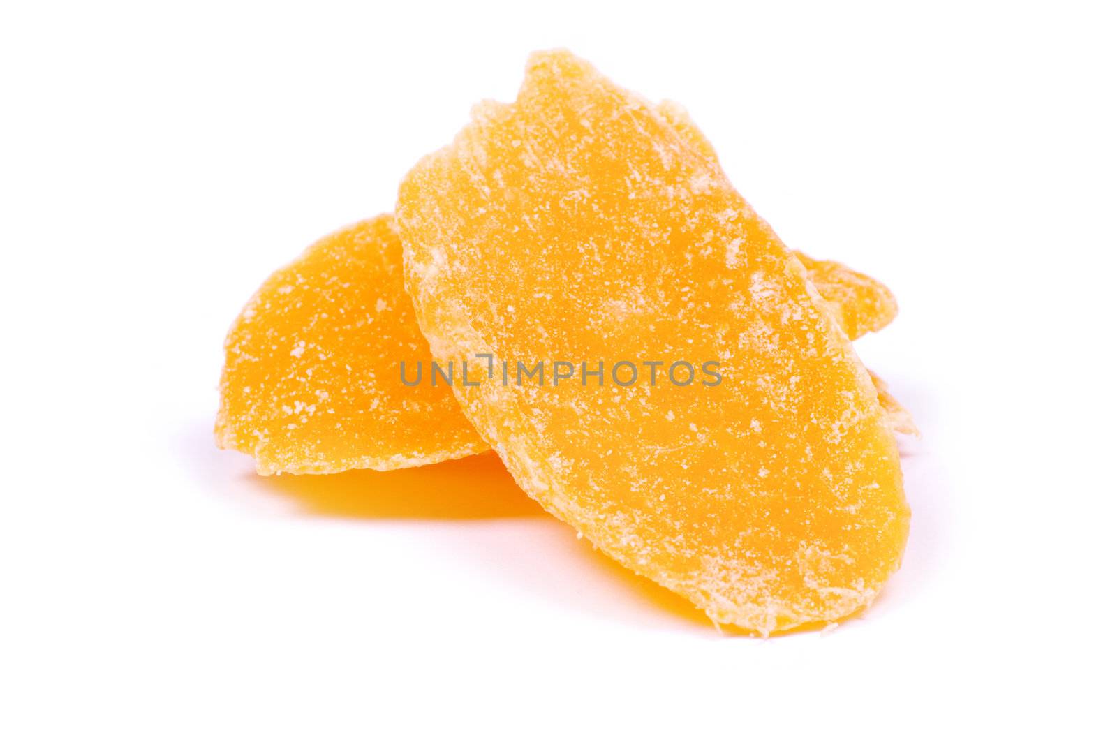 Dried mango on white background