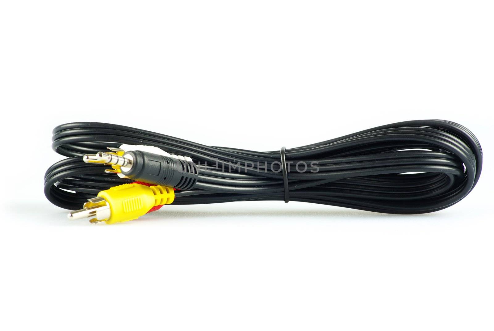 Audio visual cables isolated on white
