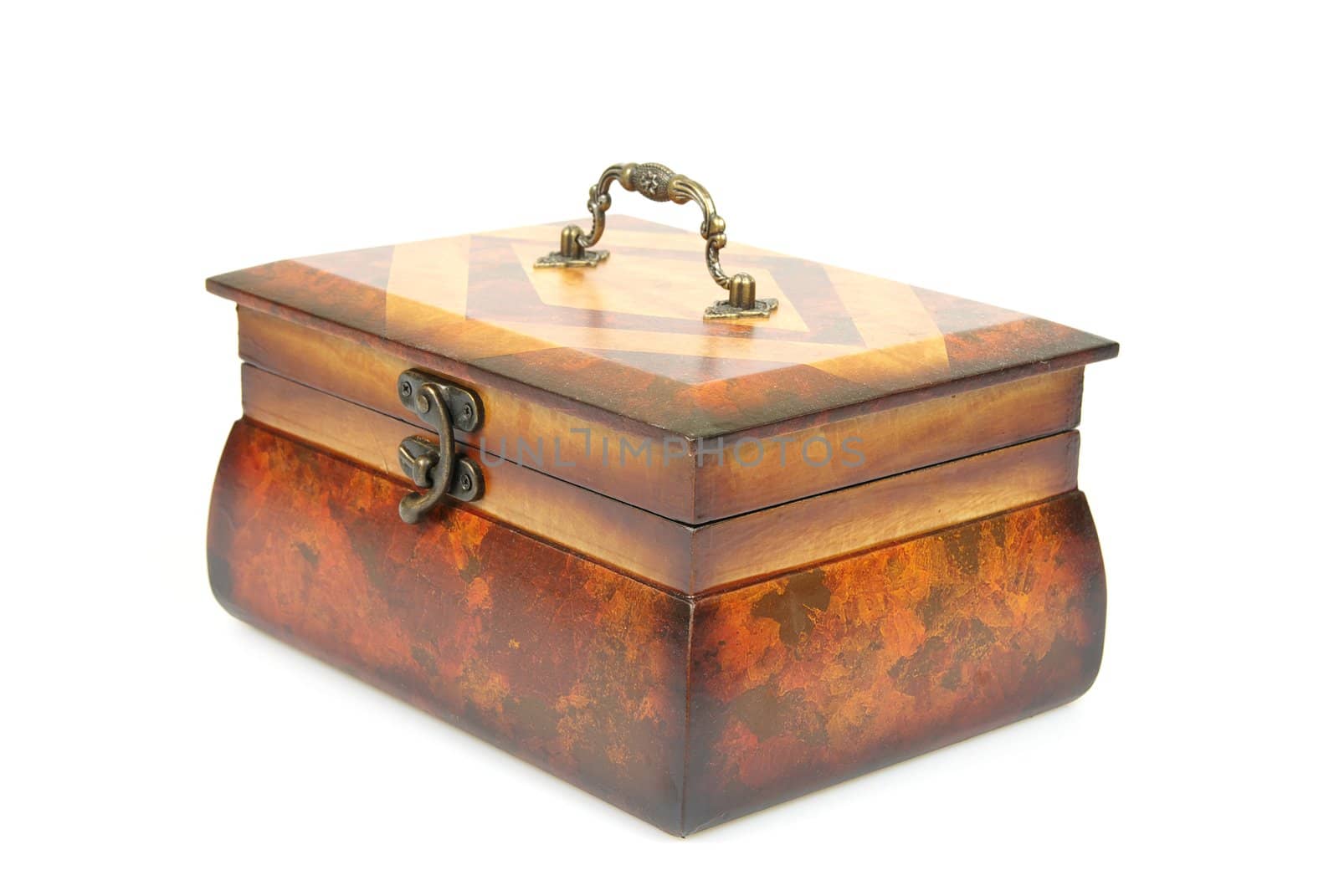 Wooden casket isolated on a white background