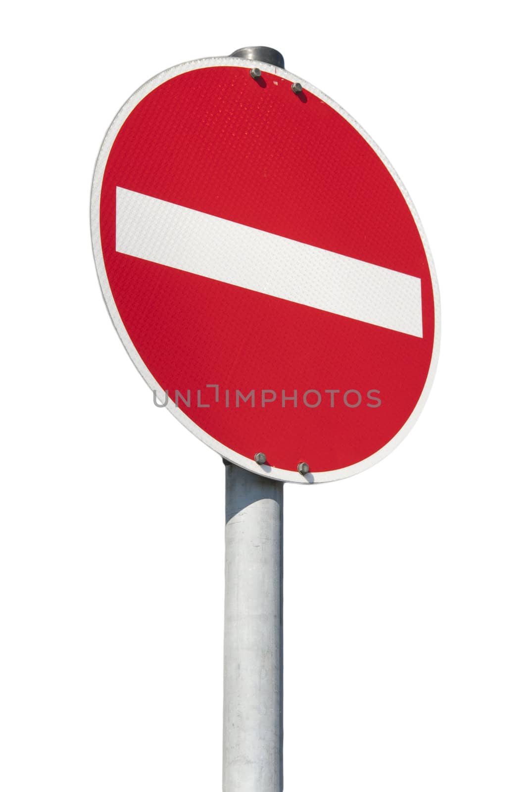 No entry red traffic sign isolated on white background