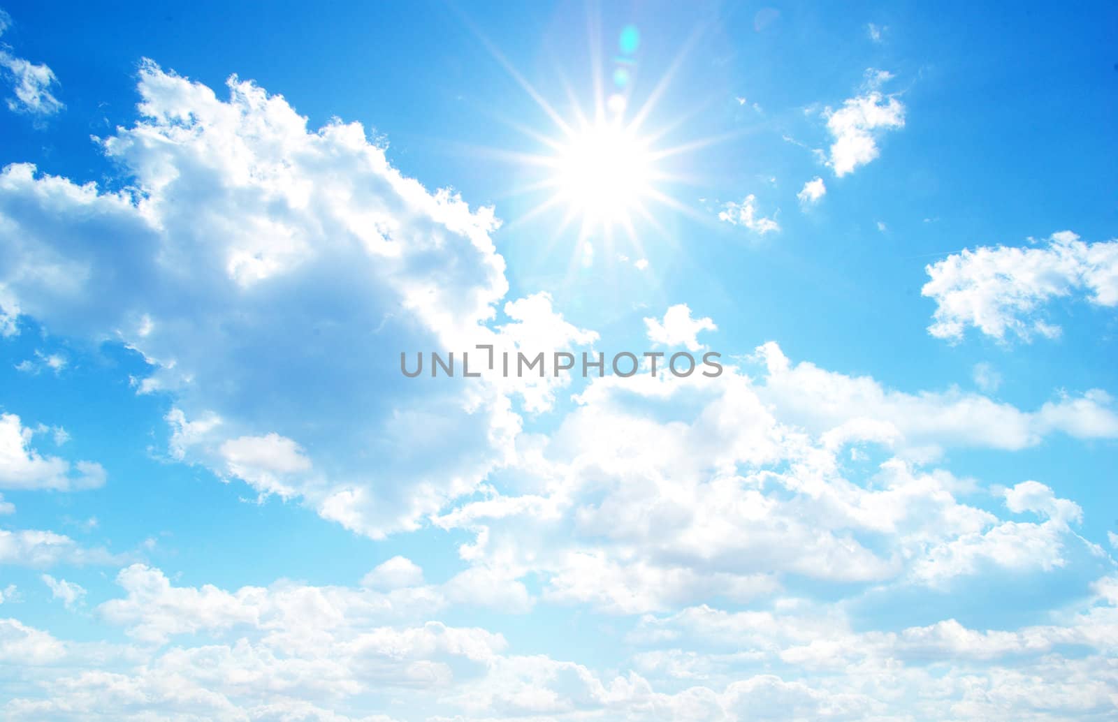 Blue sky background with a tiny clouds