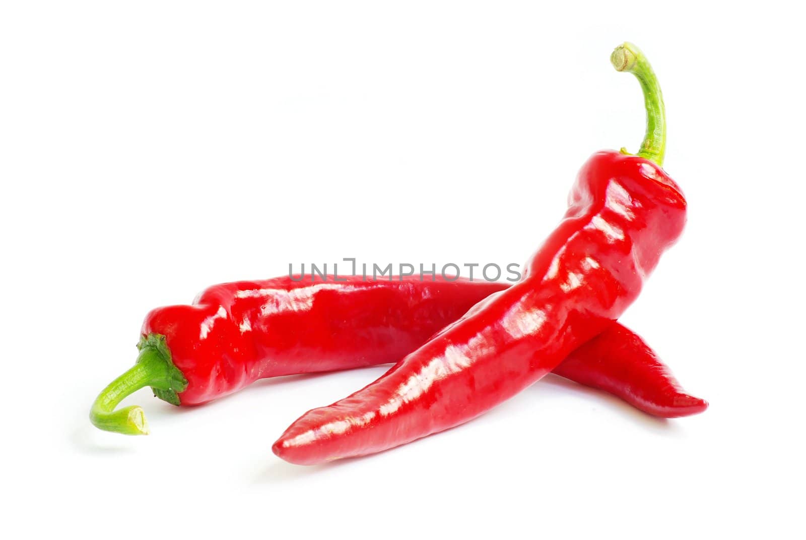 fresh red hot pepper on a white 