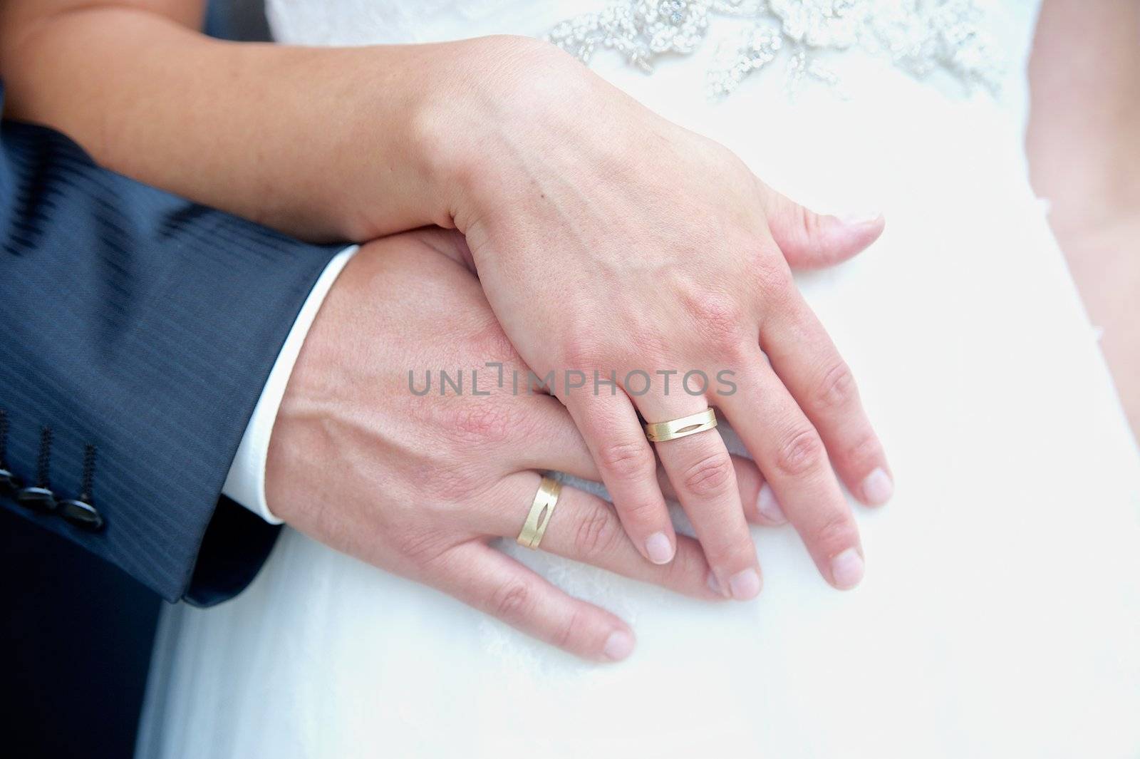 Hands with rings of a wedding couple