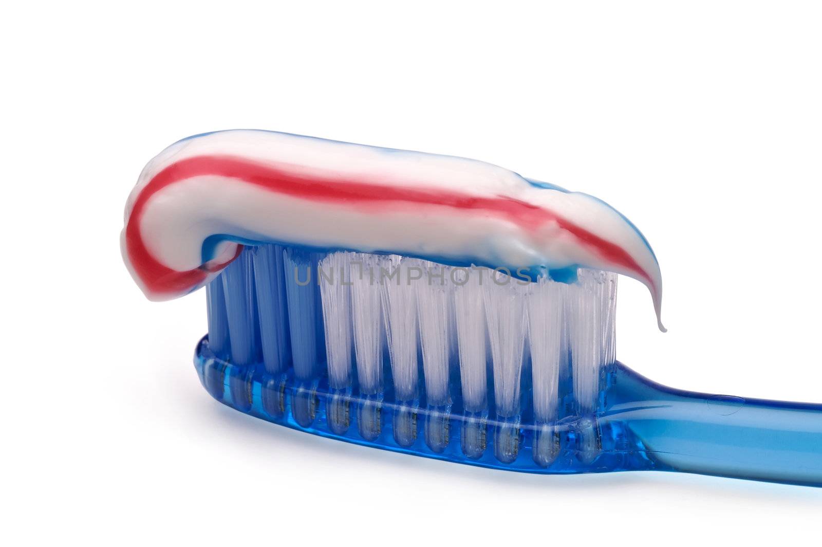 Translucent tooth brush with toothpaste w/ clipping path