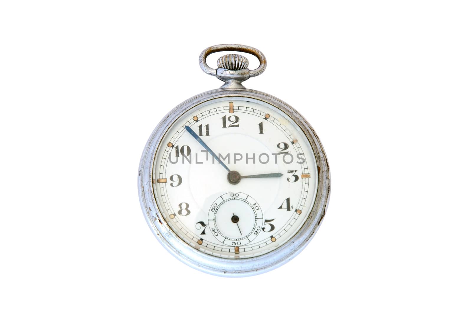 Old pocket watch on overwhite background.