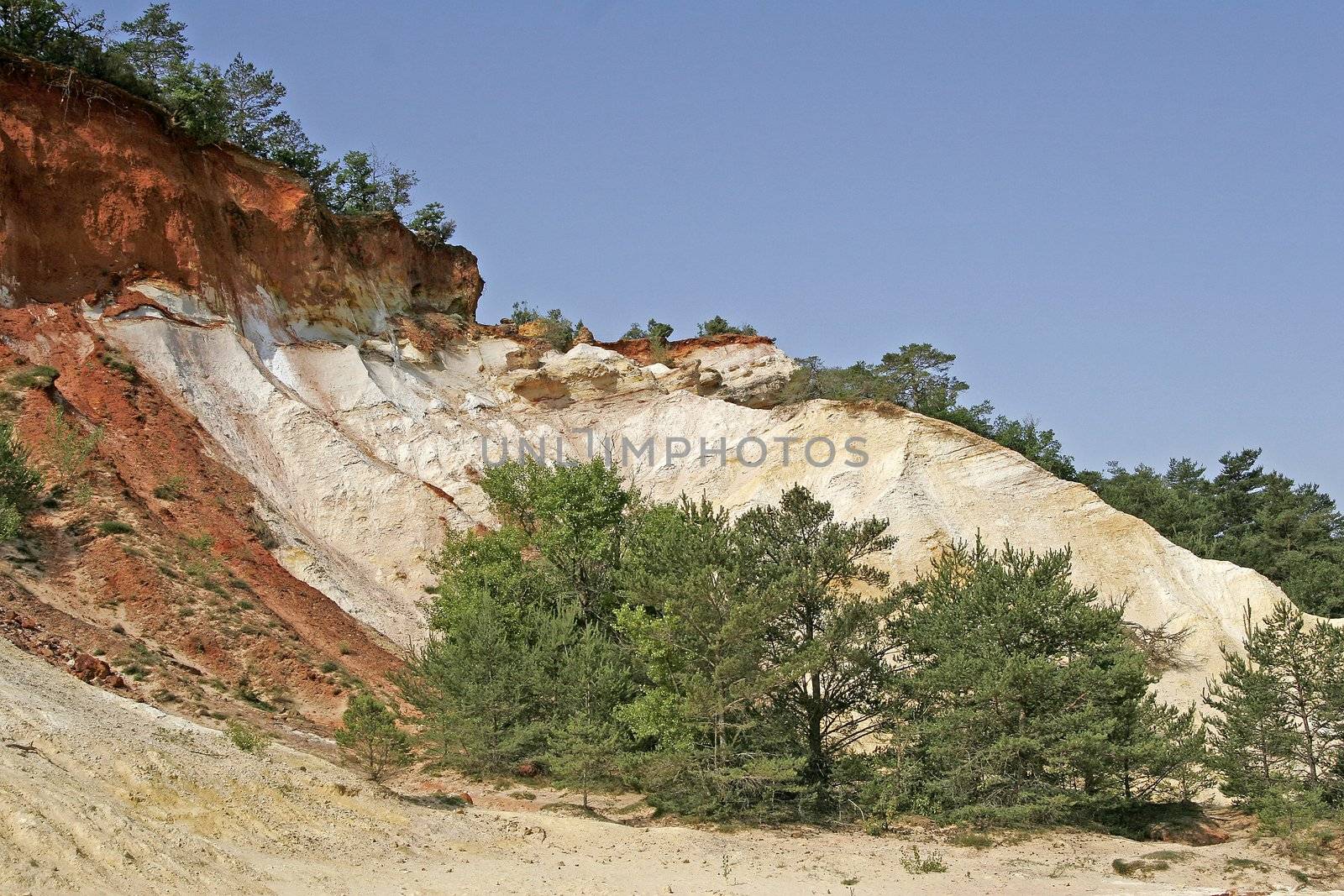 Ocher rock in Provence near Rustrel, Provence, Southern France. by Natureandmore