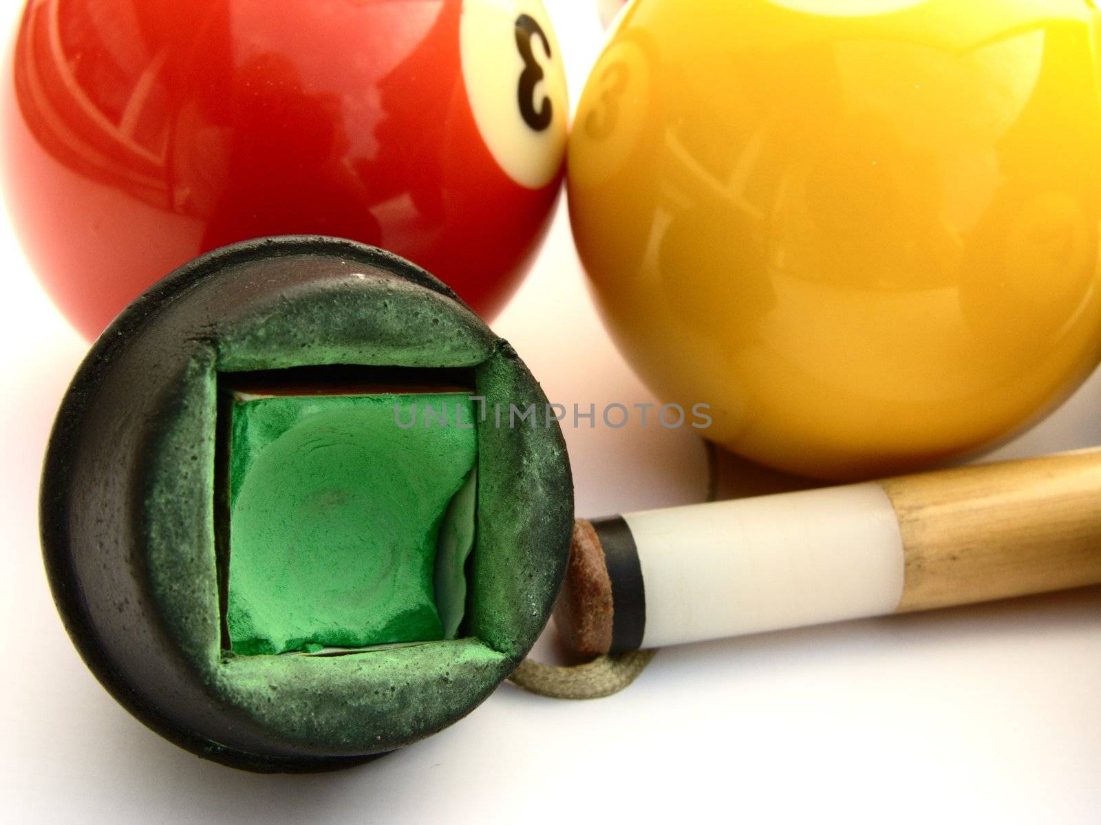 billiard balls on the white background 