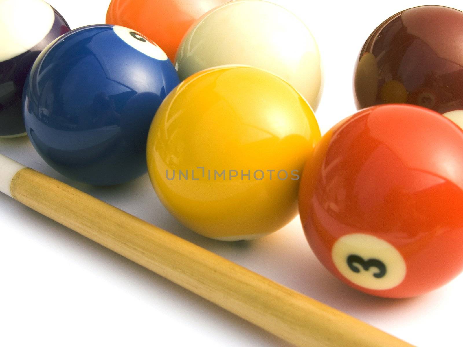 billiard balls on the white background 
