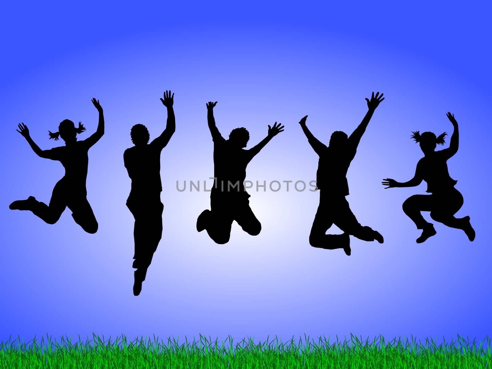 illustration of happy jumping people