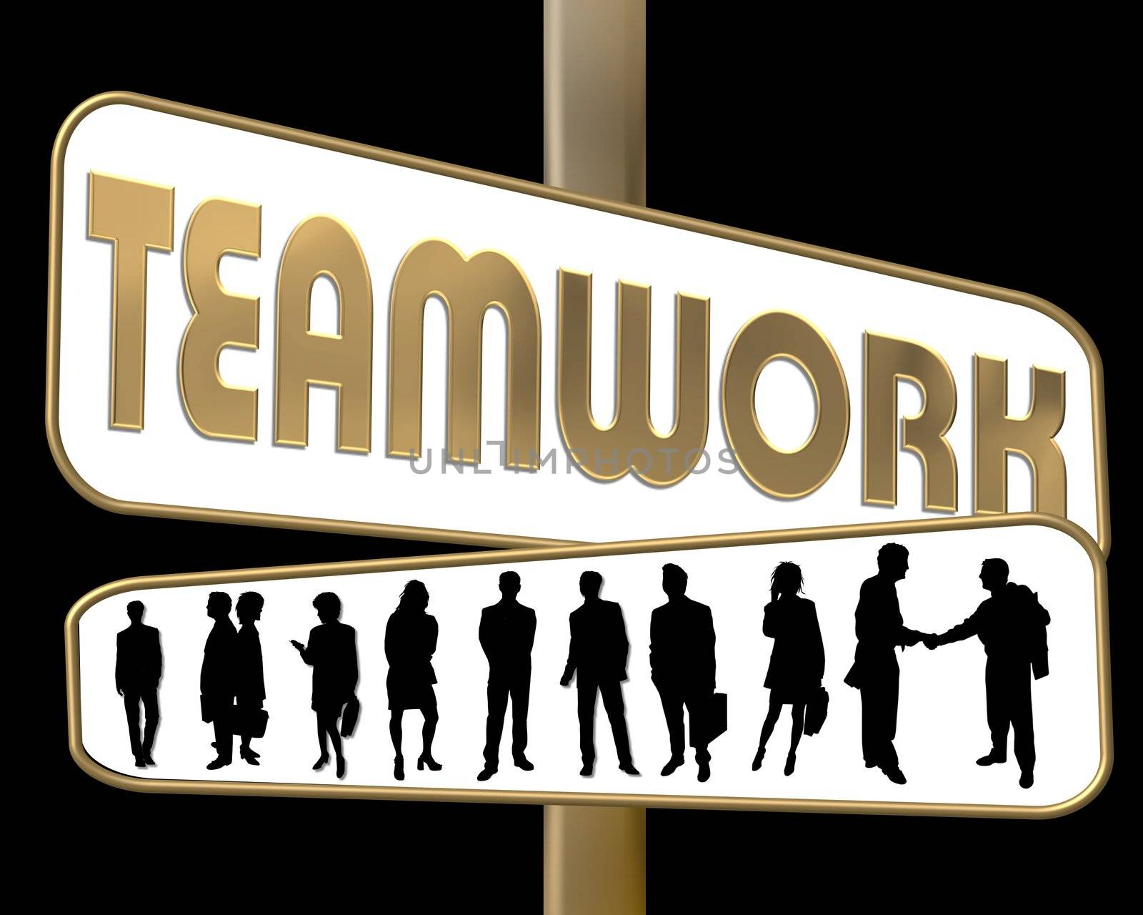 road sign shows the word teamwork
