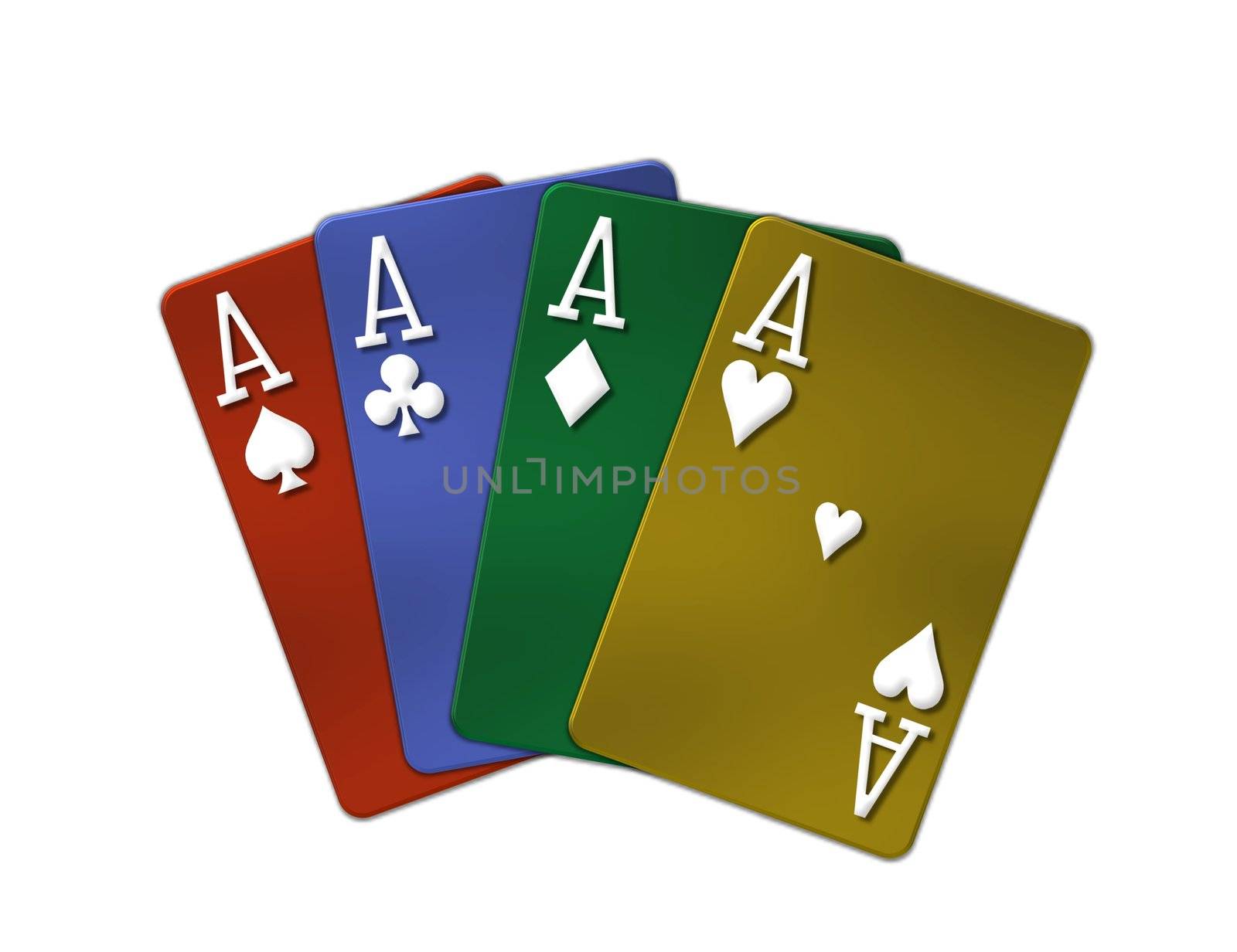 illustration of metallic poker cards - 4 of a kind aces by peromarketing