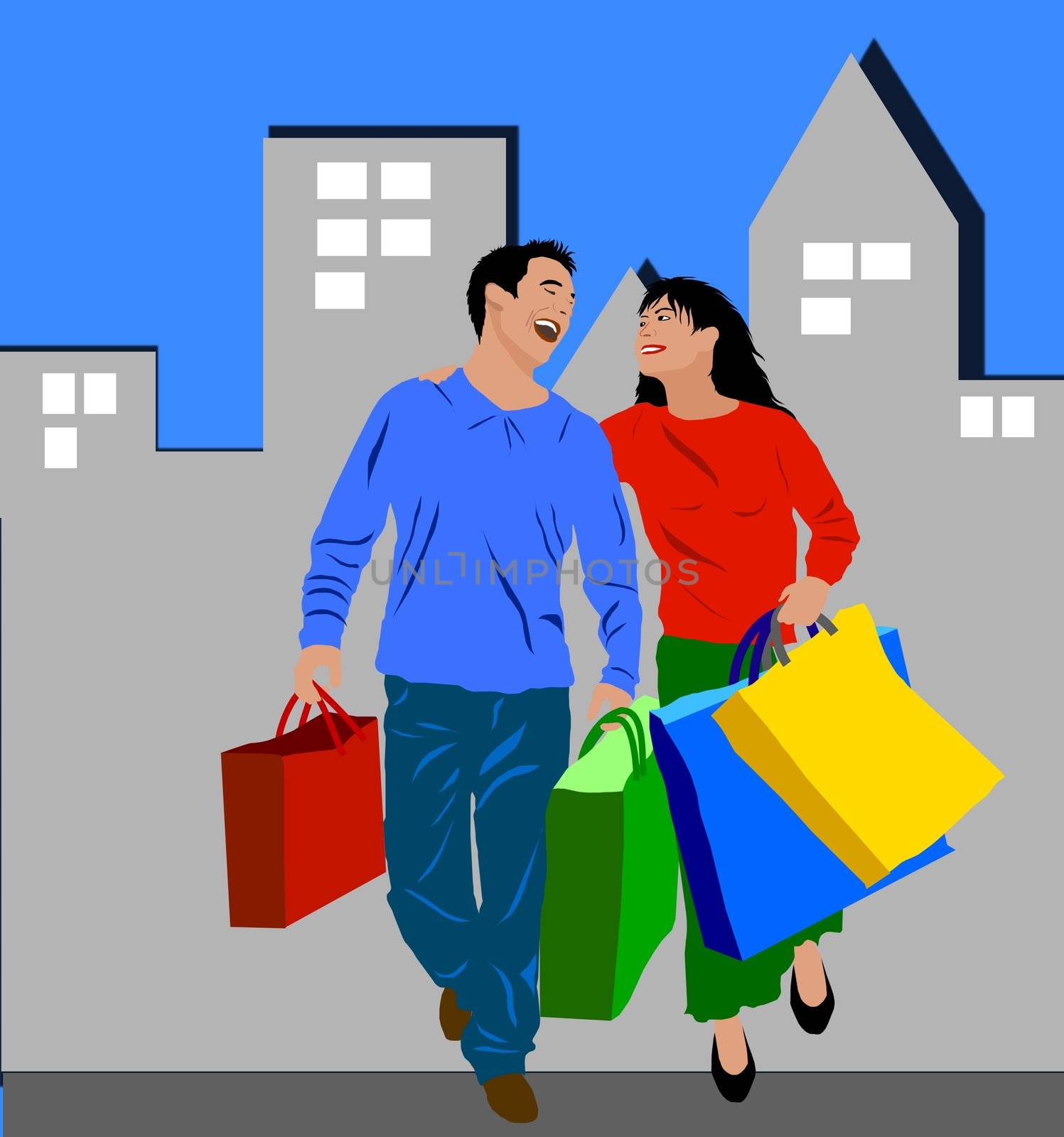 couple with shopping bags by peromarketing